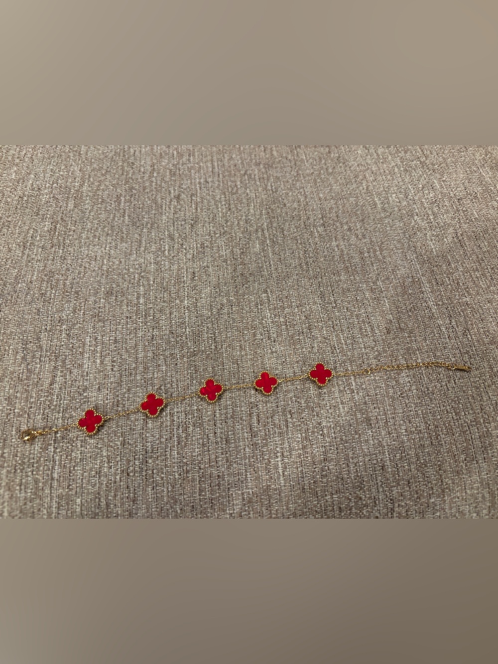 Othr Gold-Tone Bracelet with Red Clover Charms